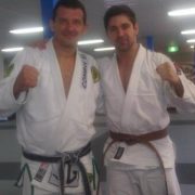 BJJ grading - Anthony Perosh presenting Bren Foster with his brown belt